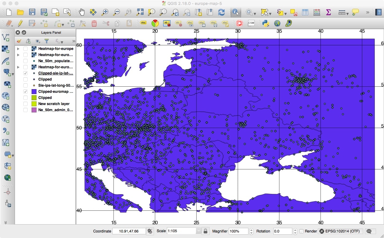 map-with-grid.jpeg Eastern European map in QGIS with our Geolocated Points and Gridlines
