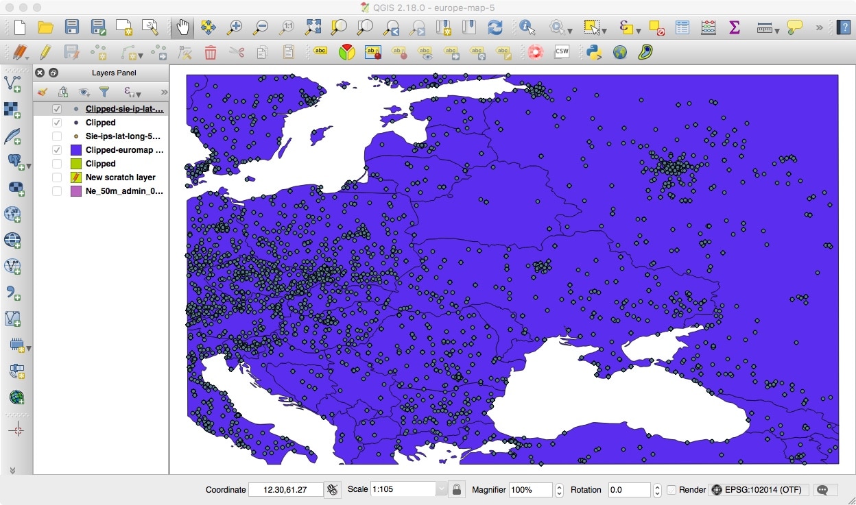 purple-clipped.jpeg Our Geolocated Points, Clipped To Just Our Region of Interest in QGIS