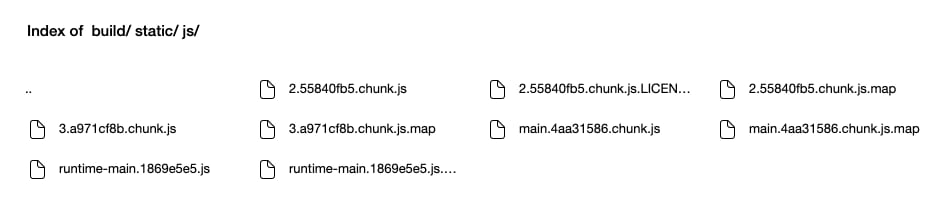 Open directory containing JavaScript and source map files for caramelcorp[.]cc.