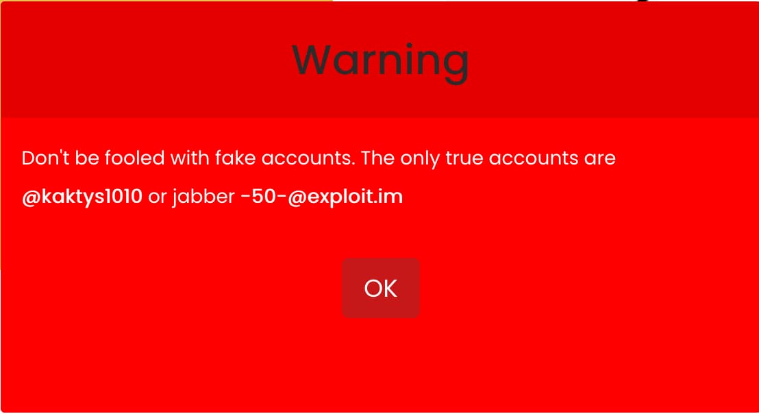 Big red warning message