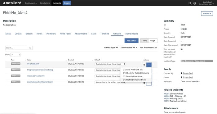 IBM Resilient how to add an artifact