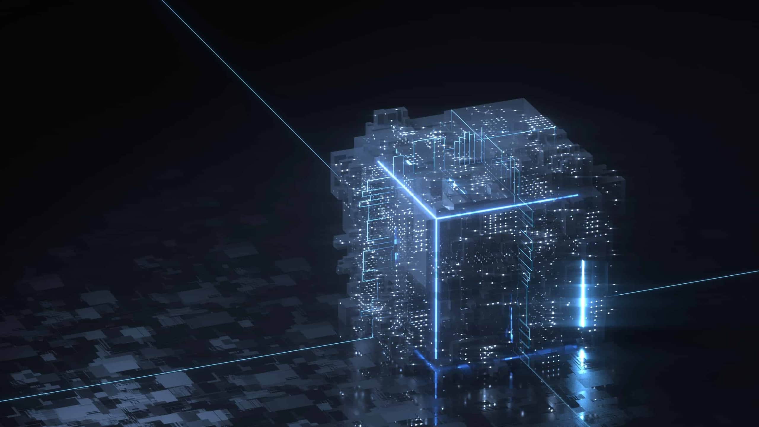 a square, with light circuits