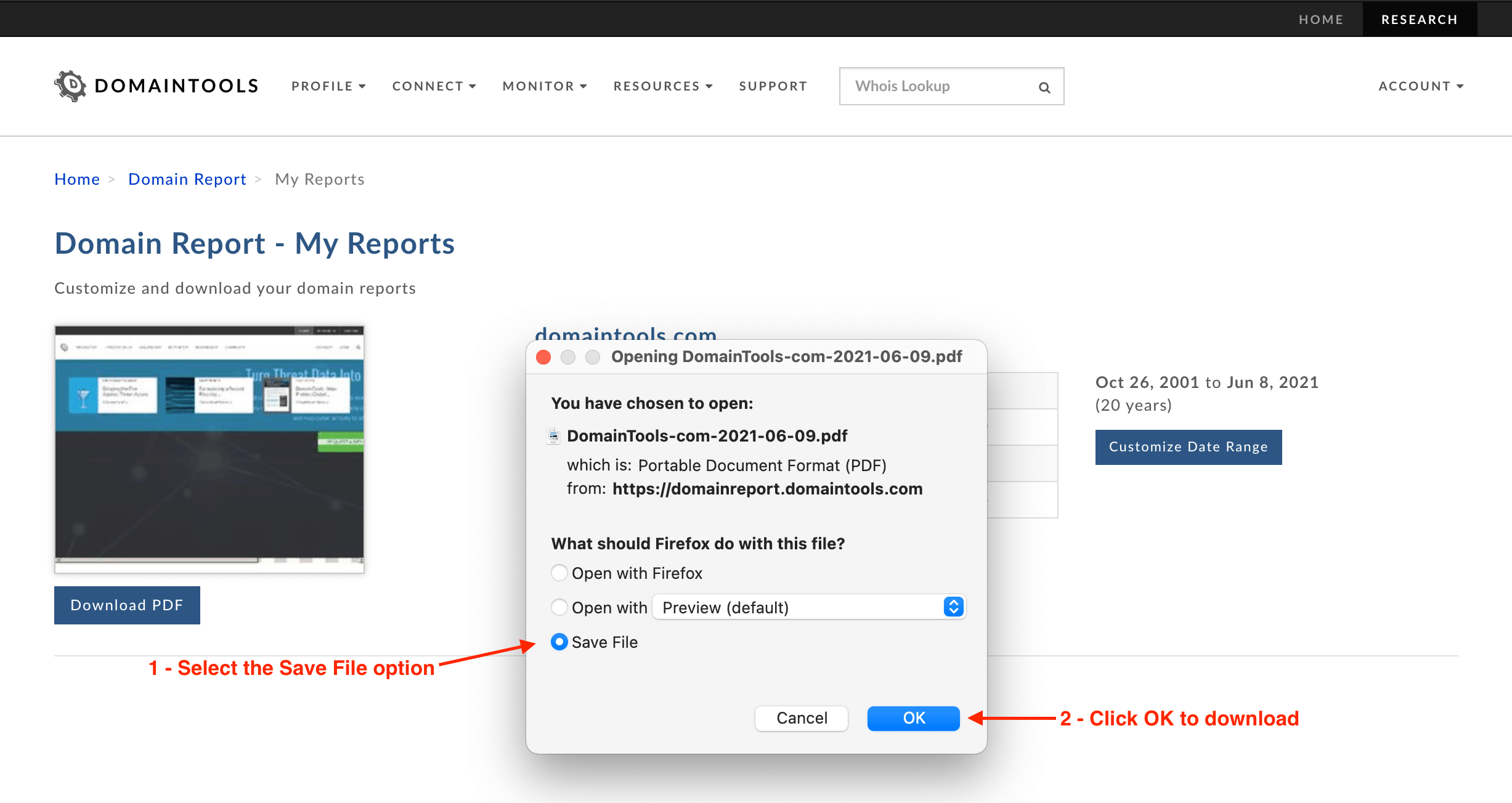 Be sure to save the file if your browser doesn't do so automatically.