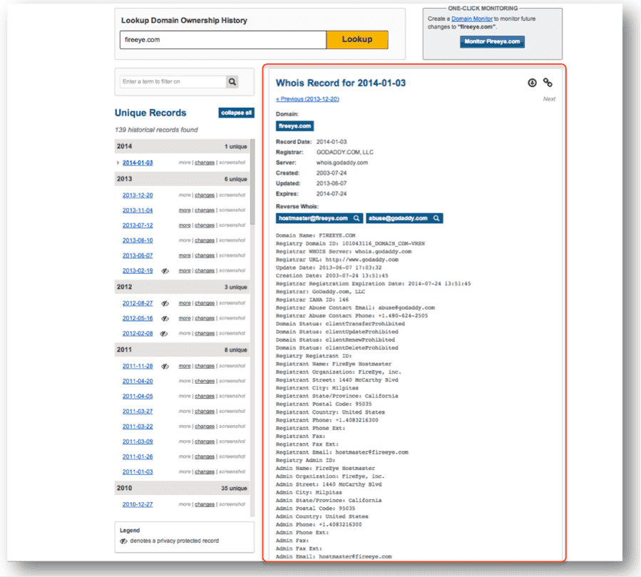 Whois History Record Whois History Record